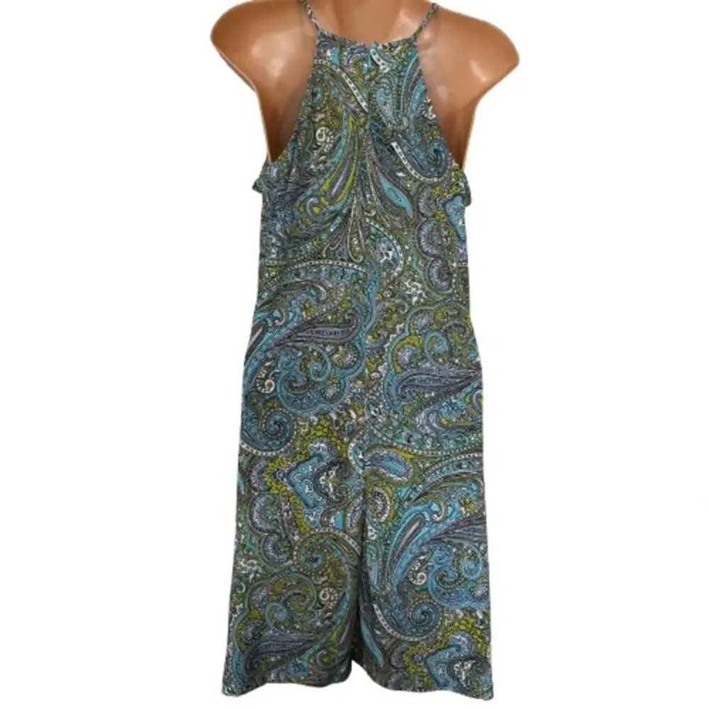 Michael Michael Kors Women's Print Dress NWT Sz Large Blue Green‎ Sleeveless